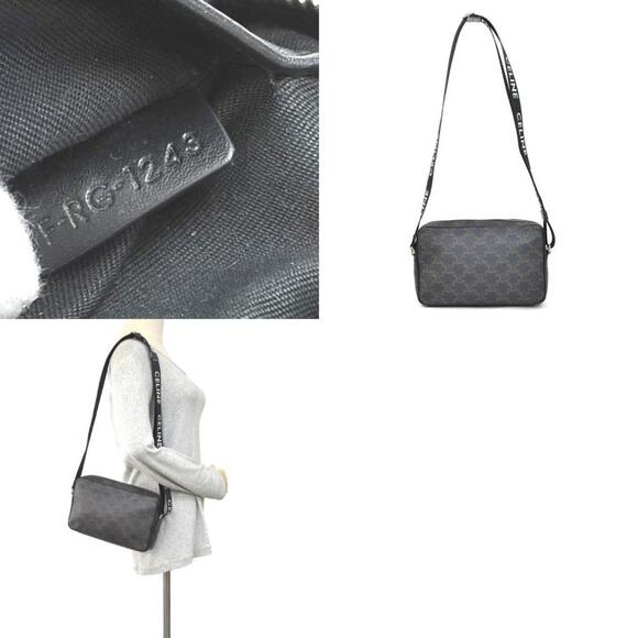 CELINE Black Coated Canvas Shoulder Bag - Picture 5 of 5